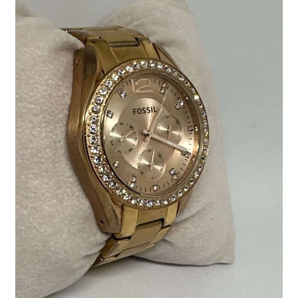 Fossil Riley ES2811 Women's Gold Stainless Steel Analog Dial Quartz Watch HME424